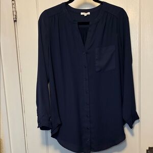 Pleione Dark Blue Button Down Shirt